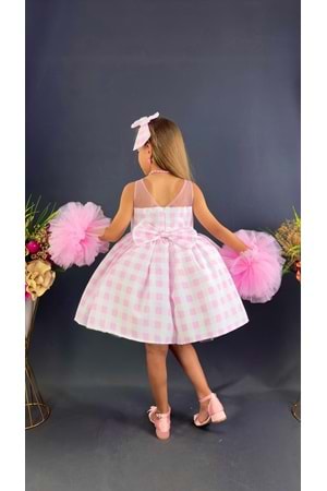 Barbie Tarz Ponpon Kol Pötikare Kız Çocuk Elbise MNK0535
