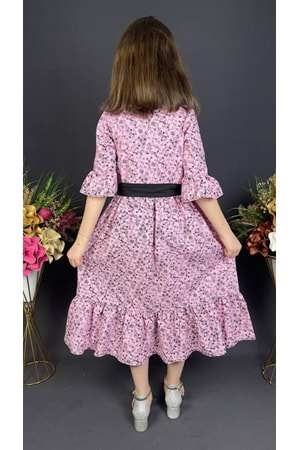Vintage Basma Kız Çocuk Elbise MNK0299